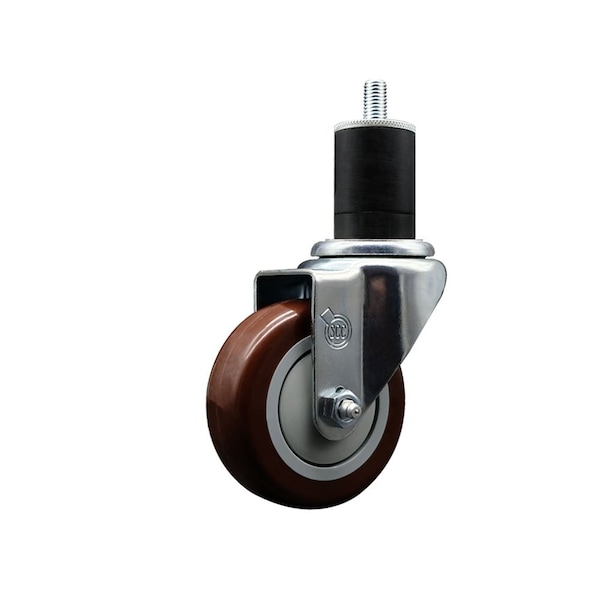 3.5'' Maroon Poly Wheel Swivel 1-3/4'' Expanding Stem Caster